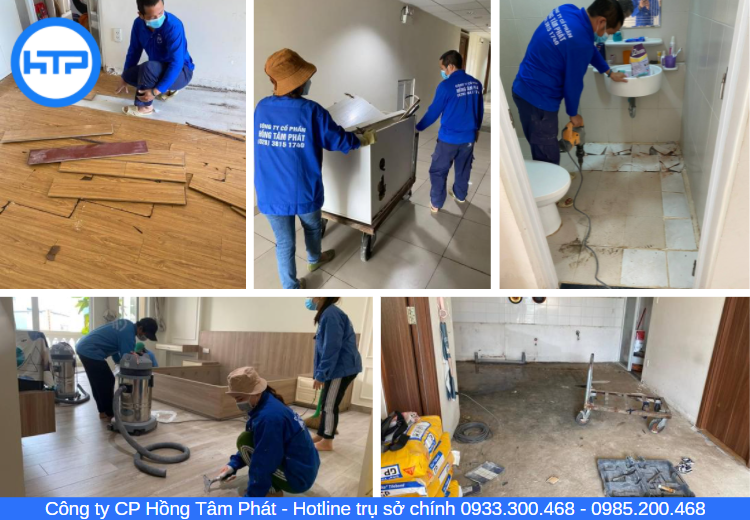 Đội ngũ nhân viên HTP đang sửa chữa nhà cửa