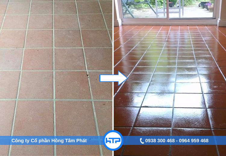 Phủ bóng sẽ xử lý hiệu quả được bề mặt sàn gạch bị mờ, nhám hoặc trầy xước