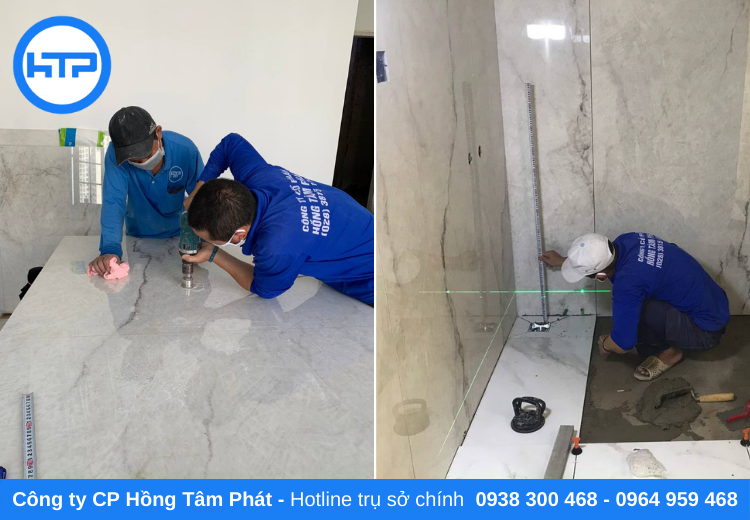Thợ ốp lát gạch của Hồng Tâm Phát được cung cấp đầy đủ trang thiết bị tối tân