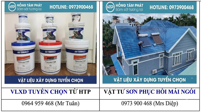 Hồng Tâm Phát chuyên Sơn terraco phục hồi mái ngói cũ bền đẹp như mới.
