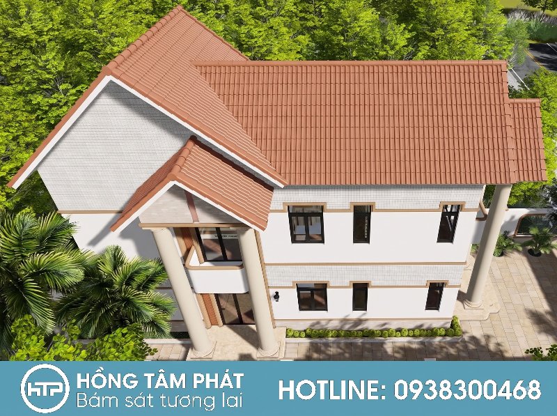 Lợp Ngói Chống Nóng cho nhà tầng mái tôn biến thành mái ngói đẹp.