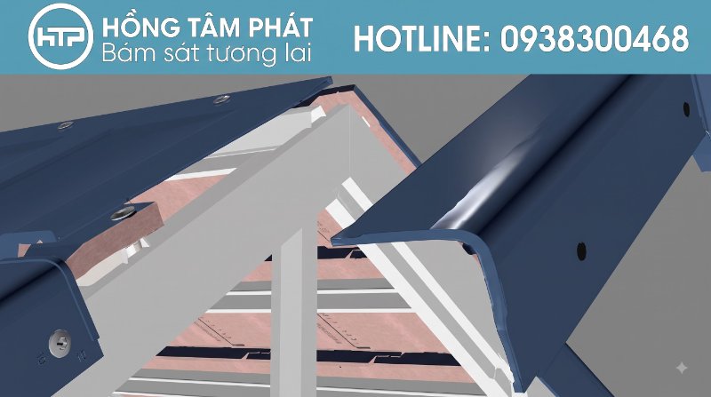 Thợ HTP tuân thủ Quy trình thi công ngói úp nóc kín khít không kẽ hở.