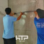 HTP thực hiện đo đạc chuẩn xác trước khi gắn hệ đèn