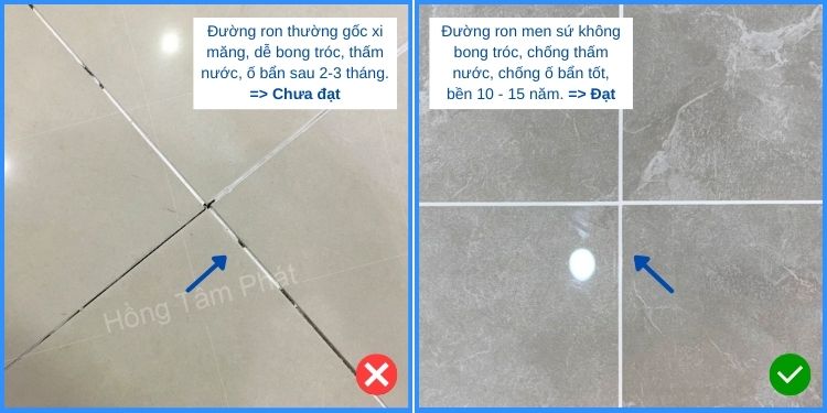 Đường keo ron men sứ được sử dụng chống bám bẩn, chống thấm nước