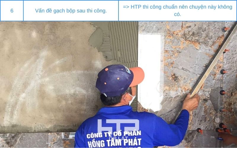 Vấn đề gạch bộp được các chuyên gia của HTP kiểm tra kỹ lưỡng và bảo đảm chất lượng ngay từ khâu thi công.