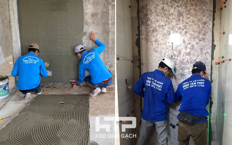 Các công trình ốp lát gạch men, HTP đều sử dụng keo dán gạch men chuyên dụng
