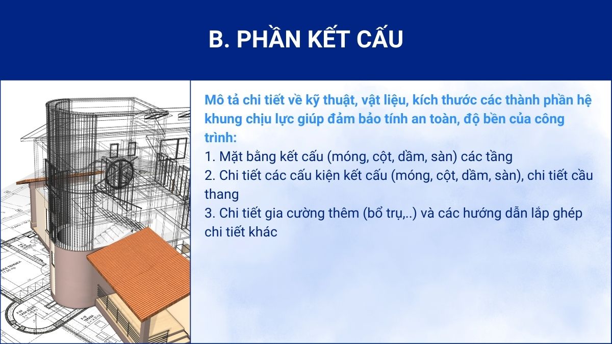 Các đầu mục trong bộ hồ sơ thiết kế phần kết cấu