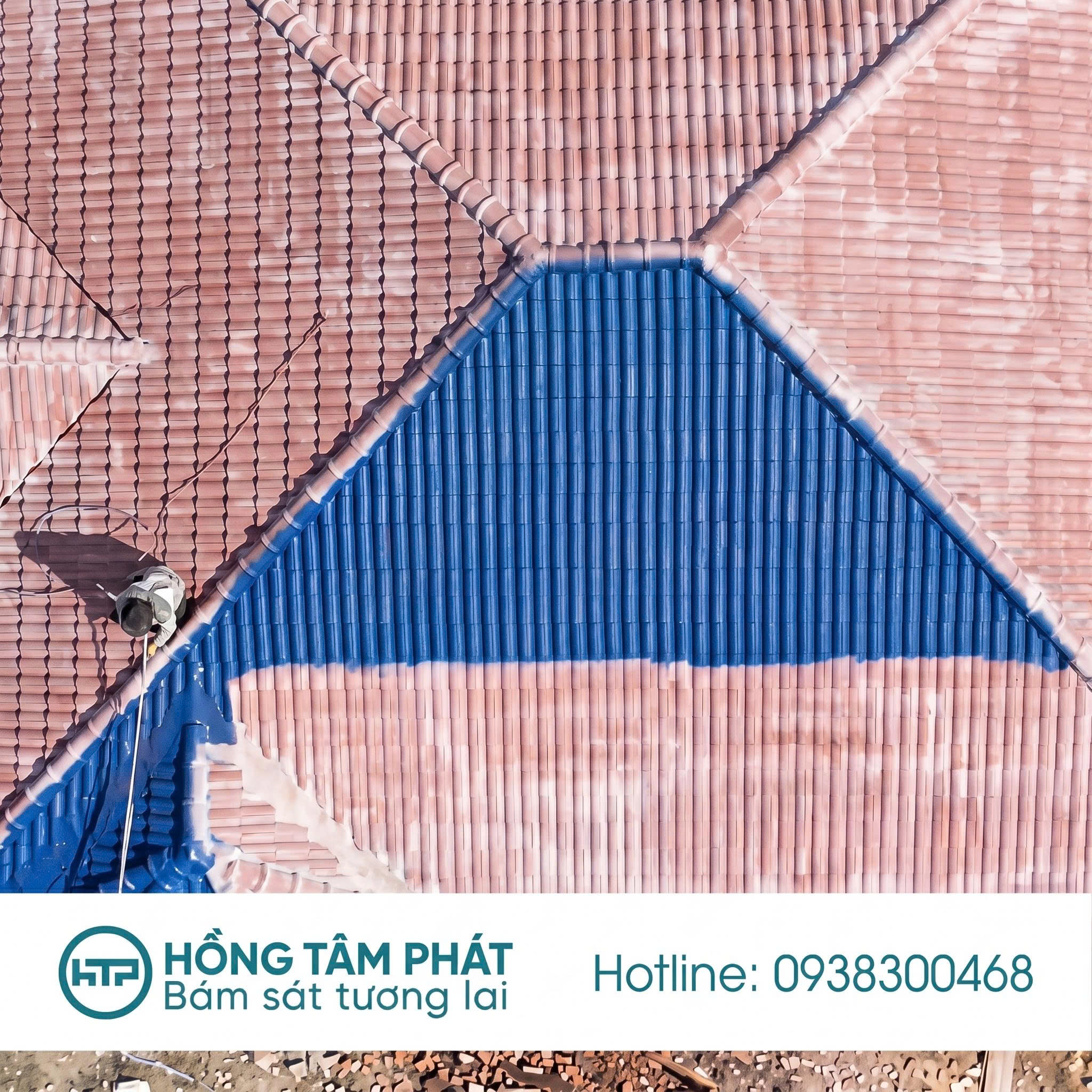 Hình ảnh thực tế kết quả sau khi sơn ngói màu xanh cực đẹp.