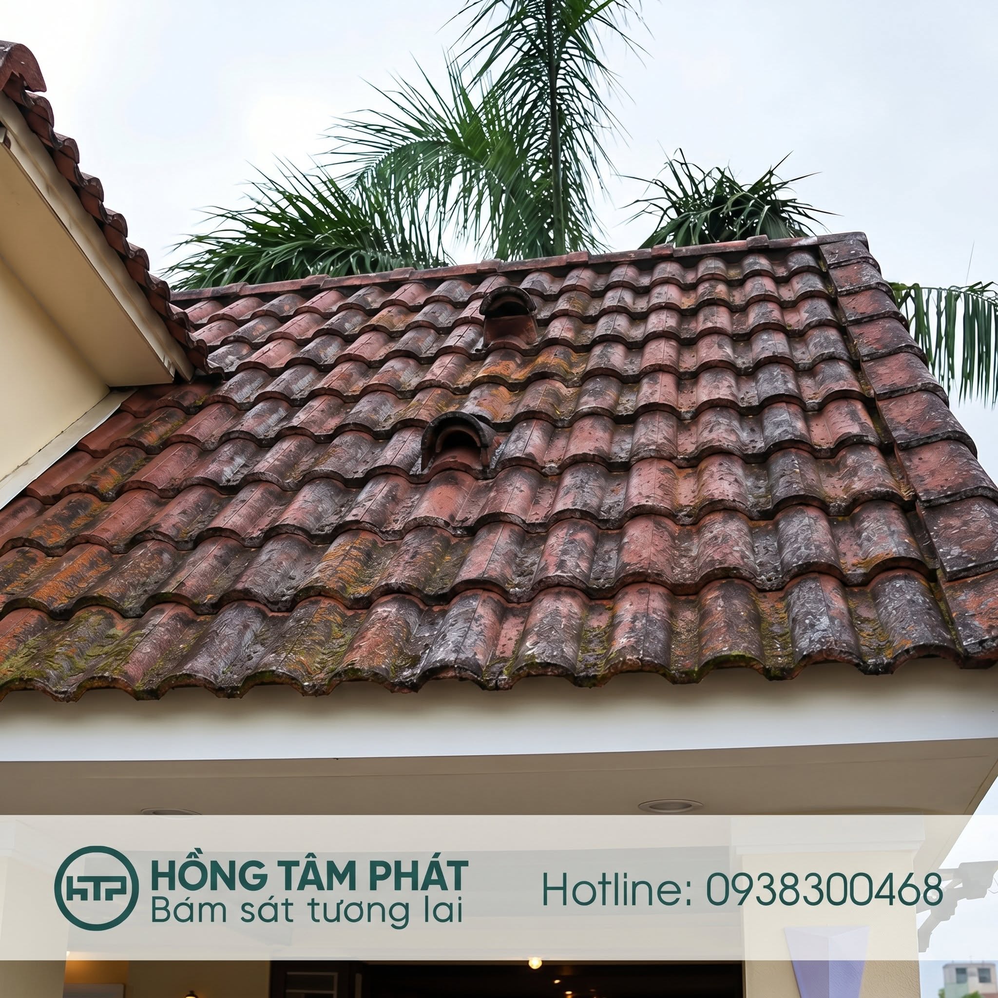 Rong rêu tích tụ lâu ngày trên mái ngói không chỉ làm mất thẩm mỹ mà còn giữ ẩm, gây xuống cấp bề mặt ngói, tăng nguy cơ nứt vỡ, thấm dột và làm giảm tuổi thọ công trình.