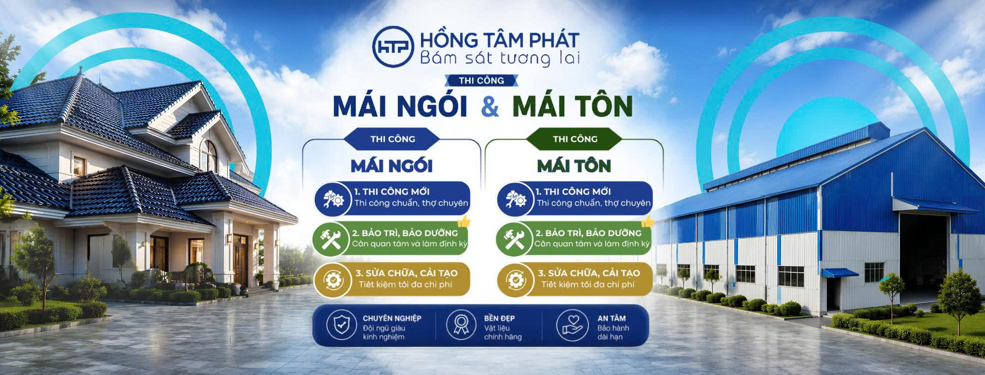 Dịch vụ sơn mái ngói của HTP có độ bền màu rất bền bỉ.