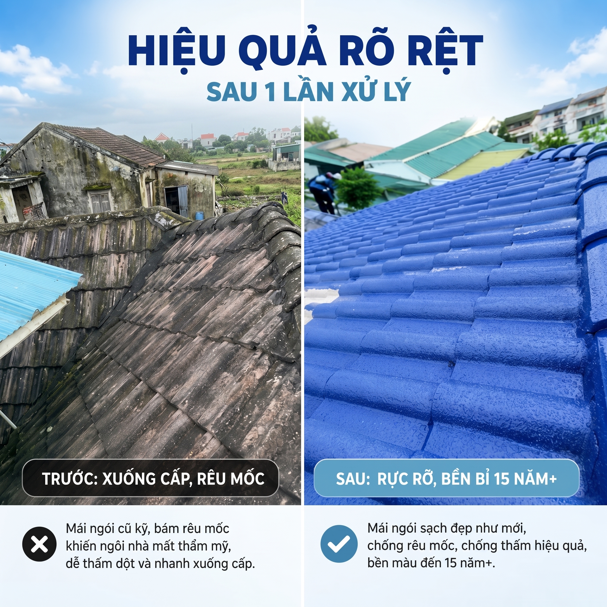 Dịch vụ sơn mái ngói của HTP đem lại diện mạo mới mẻ.