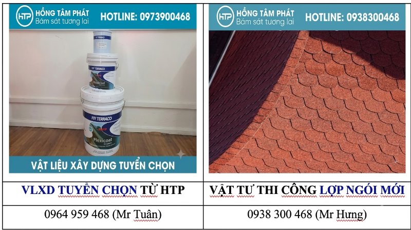Kỹ sư HTP giám sát chặt chẽ quá trình Lợp mái ngói mới chuyên nghiệp.