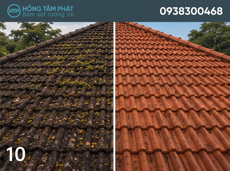 Giá trị thẩm mỹ của ngôi nhà tăng lên khi ngước lên nhìn mái ngói đều màu.