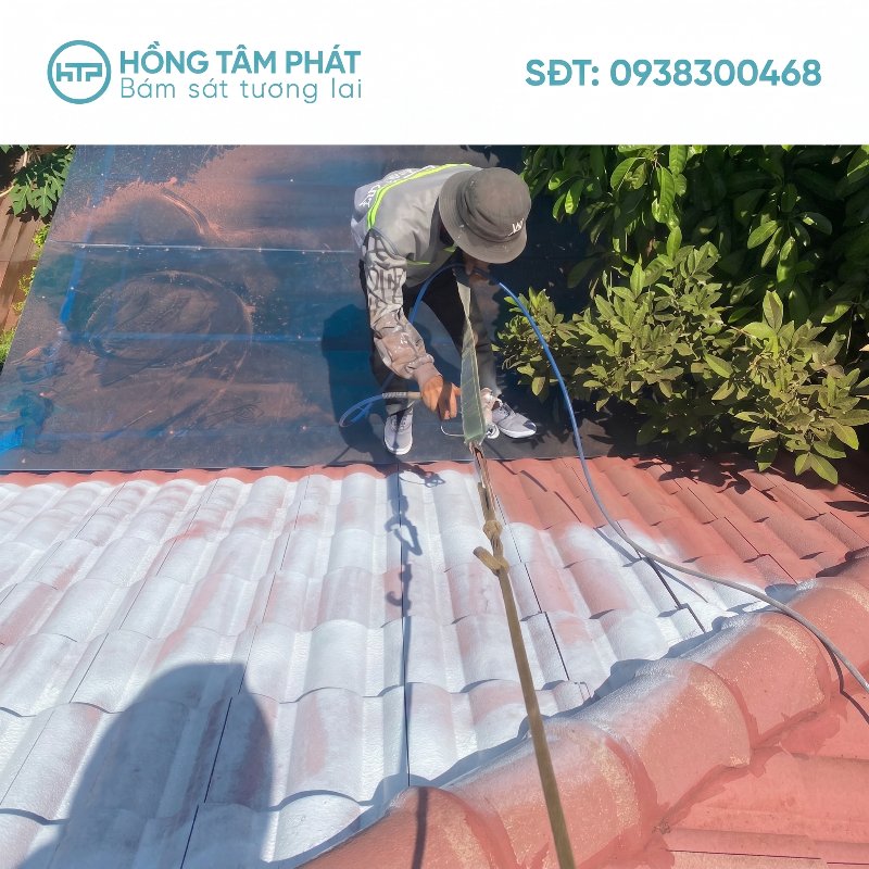 Mái biệt thự thay áo mới nhờ Thi Công Sơn Mái Ngói Tại Long An đúng kỹ thuật.