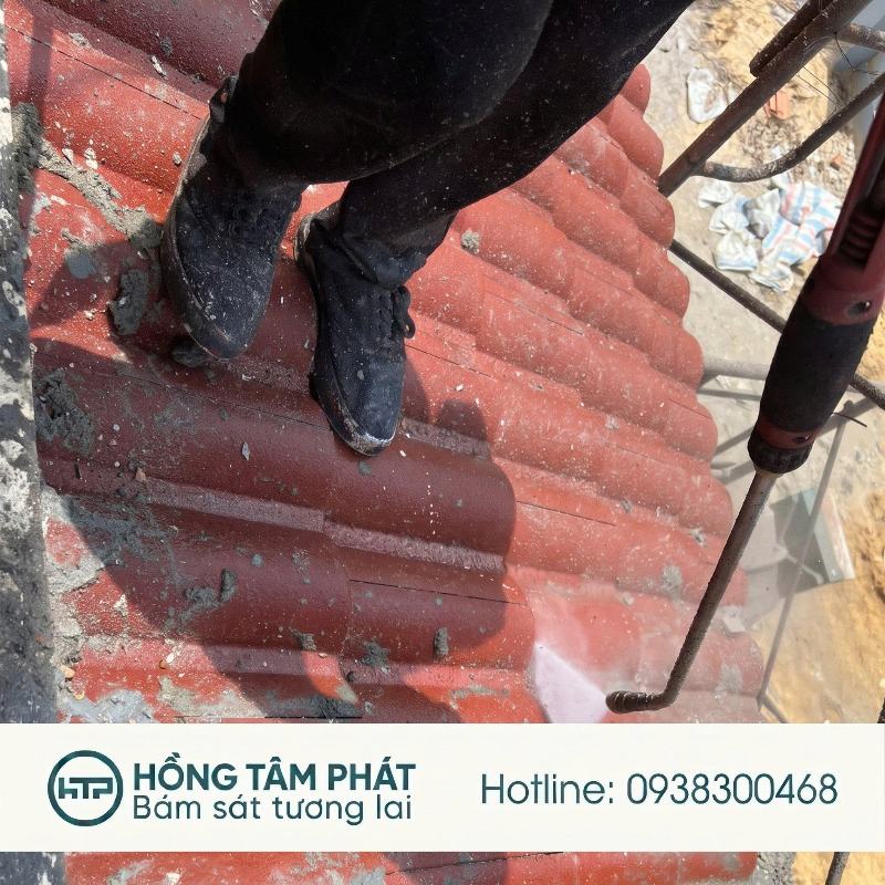 Hình ảnh thực tế Thi Công Sơn Mái Ngói Tại Bình Dương cho nhà biệt thự lớn.