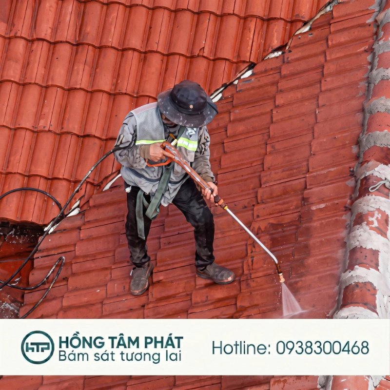 Quy trình Thi Công Sơn Mái Ngói Tại Bình Dương giúp mái nhà chống rêu mốc tối ưu.