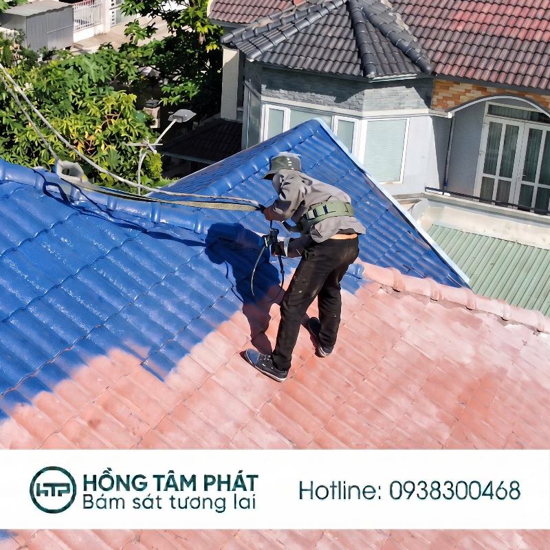 Hồng Tâm Phát nhận Thi Công Sơn Mái Ngói Tại Bình Dương xử lý triệt để thấm dột.
