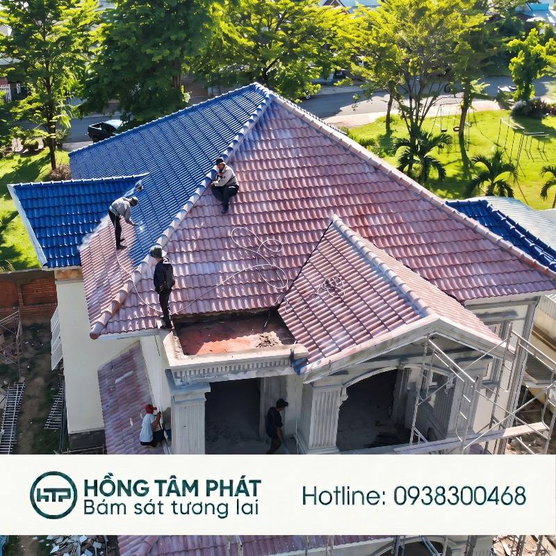 Công trình hoàn mỹ nhờ giải pháp Thi Công Sơn Mái Ngói Tại Bình Dương chuyên sâu.