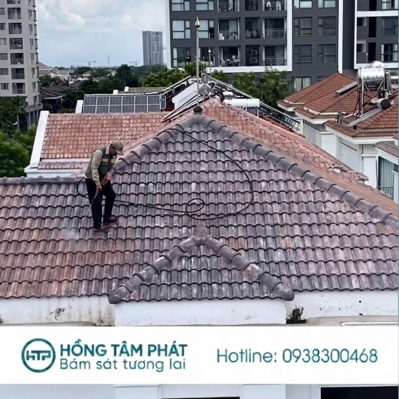 Giải pháp Thi Công Sơn Mái Ngói Tại Tiền Giang giúp loại bỏ triệt để vết ố mốc.