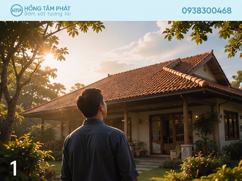 Khi ngước lên nhìn mái ngói của biệt thự, bạn sẽ thấy sự sang trọng.