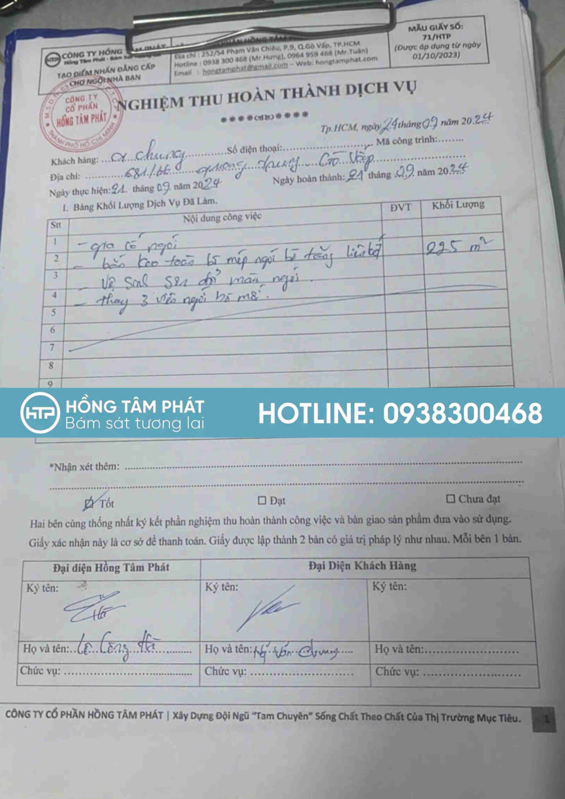 Kết quả mái ngói sau hoàn thiện đẹp xuất sắc và chống thấm hoàn hảo.