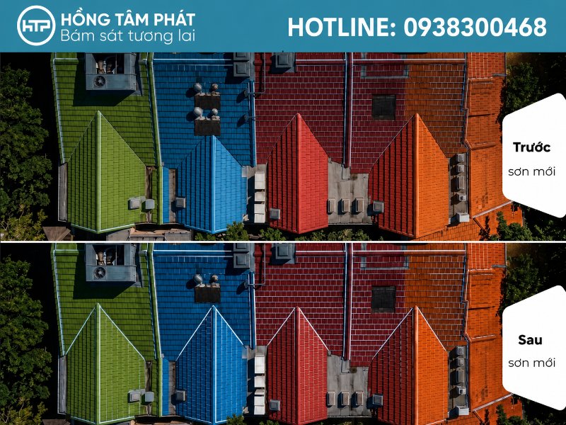 Mái Biệt Thự Đẹp Khu Đại Phúc Green Villas phủ sắc màu tươi mới.