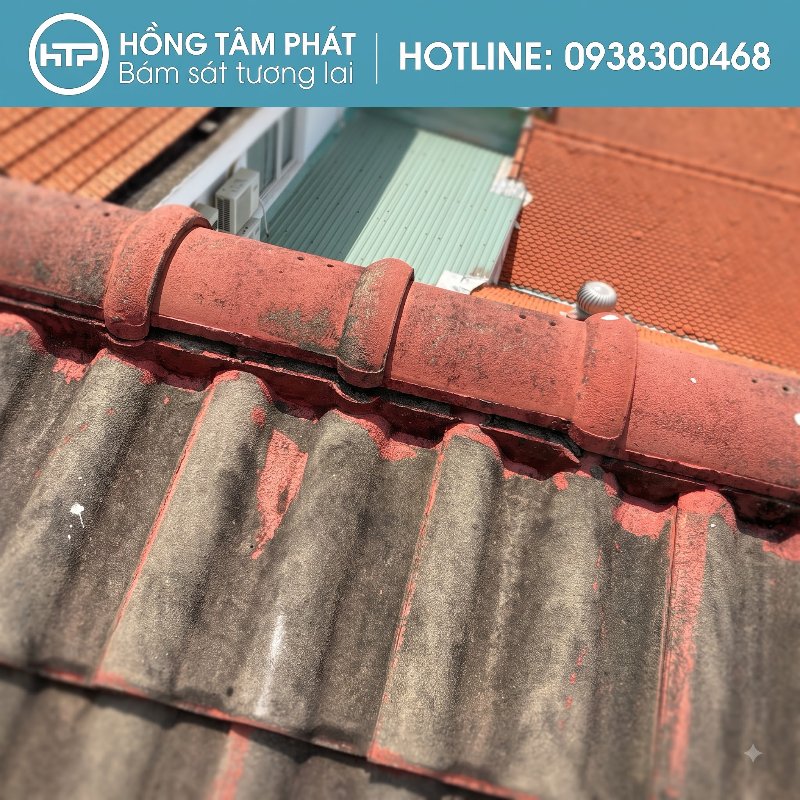 Ngói nóc bong tróc vữa – Nguyên nhân chính gây thấm ngấm đỉnh mái.