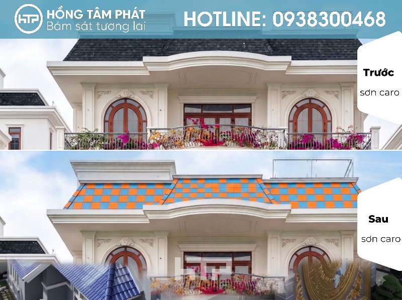 Sắc màu cuốn hút của mái ngói biệt thự đẹp khu Victoria Village.