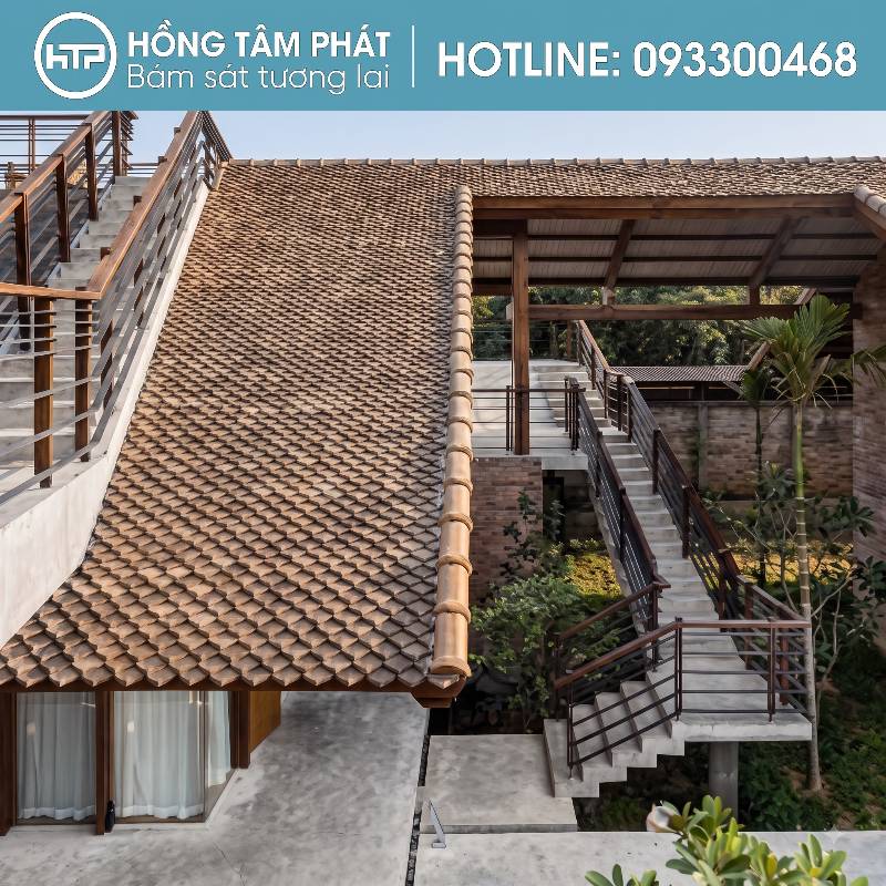 Phân loại ngói vảy cá cũ còn nguyên vẹn để tái sử dụng hiệu quả.