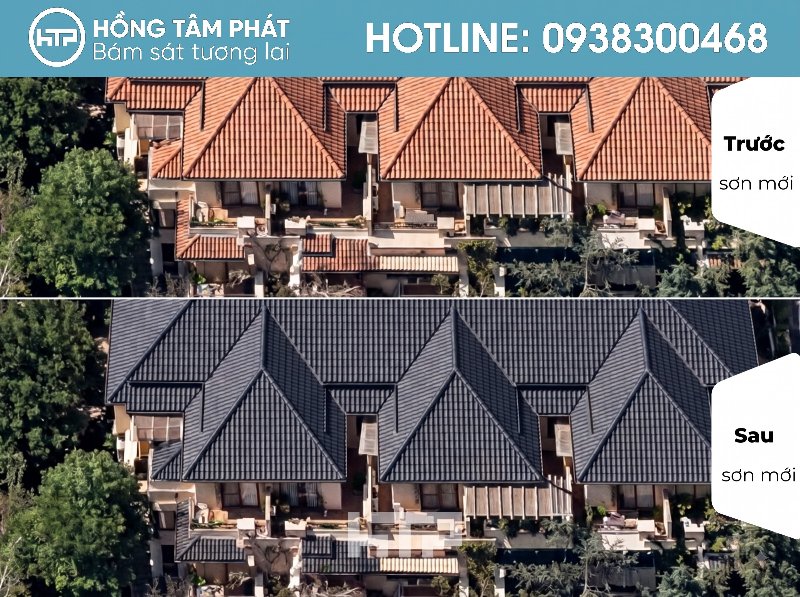 Mái ngói biệt thự đẹp khu Merita Khang Điền luôn giữ màu tươi mới.