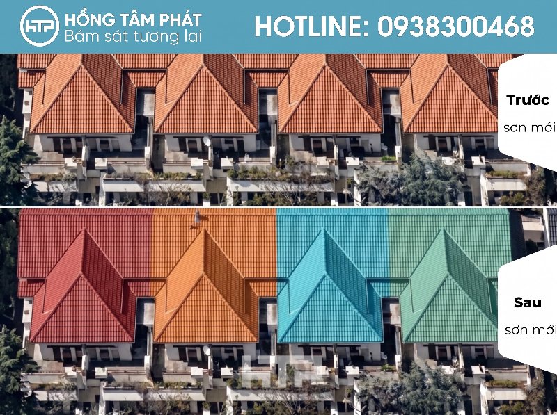 Mọi chi tiết trên mái ngói biệt thự đẹp khu Merita Khang Điền rất chuẩn.