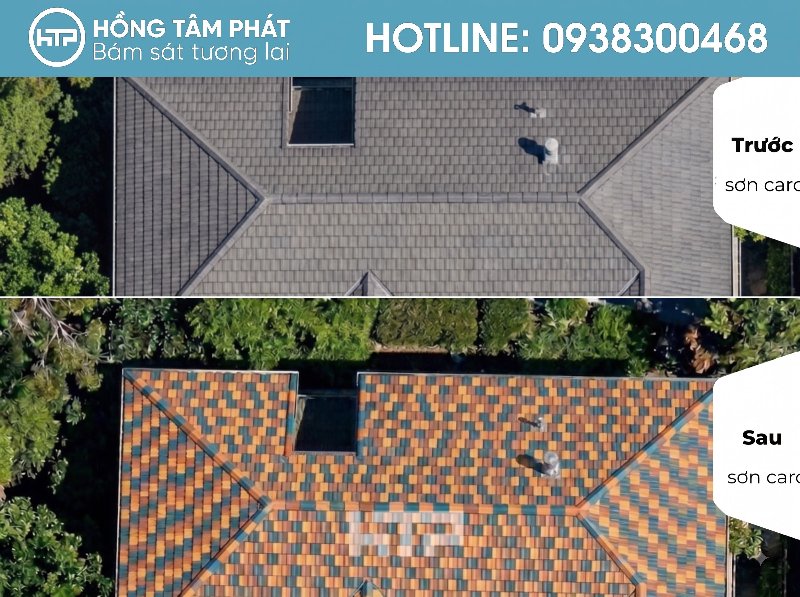 Mái ngói biệt thự đẹp khu Sol Villas tỏa sáng dưới ánh nắng.