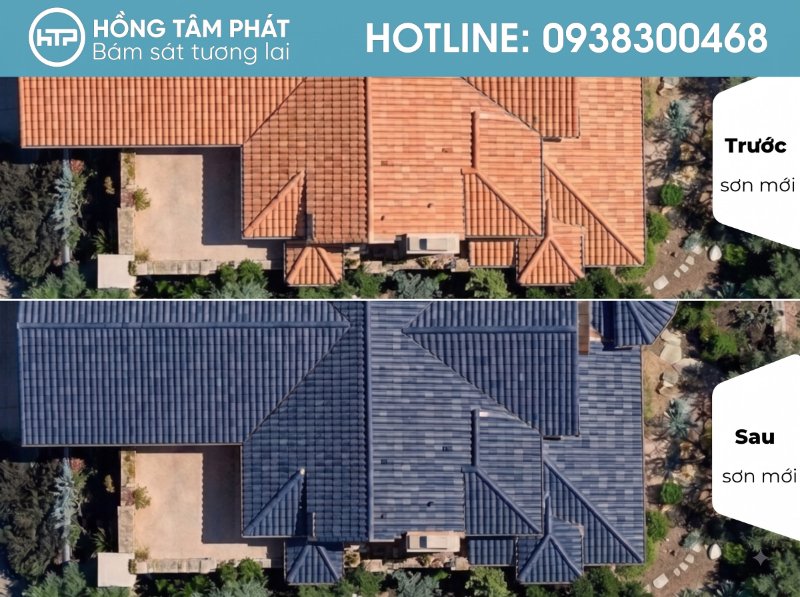 Mái ngói biệt thự đẹp khu Thạnh Mỹ Lợi (Khu Thủ Thiêm Villa) nổi bật.