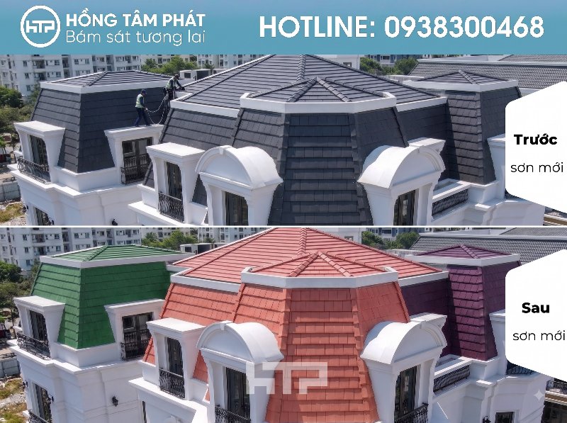 Mái ngói biệt thự đẹp khu Park Riverside tạo không gian mát mẻ.