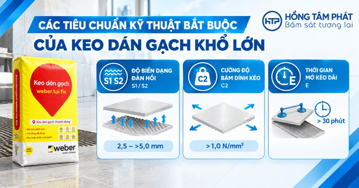 Các tiêu chuẩn kỹ thuật bắt buộc của keo dán gạch khổ lớn