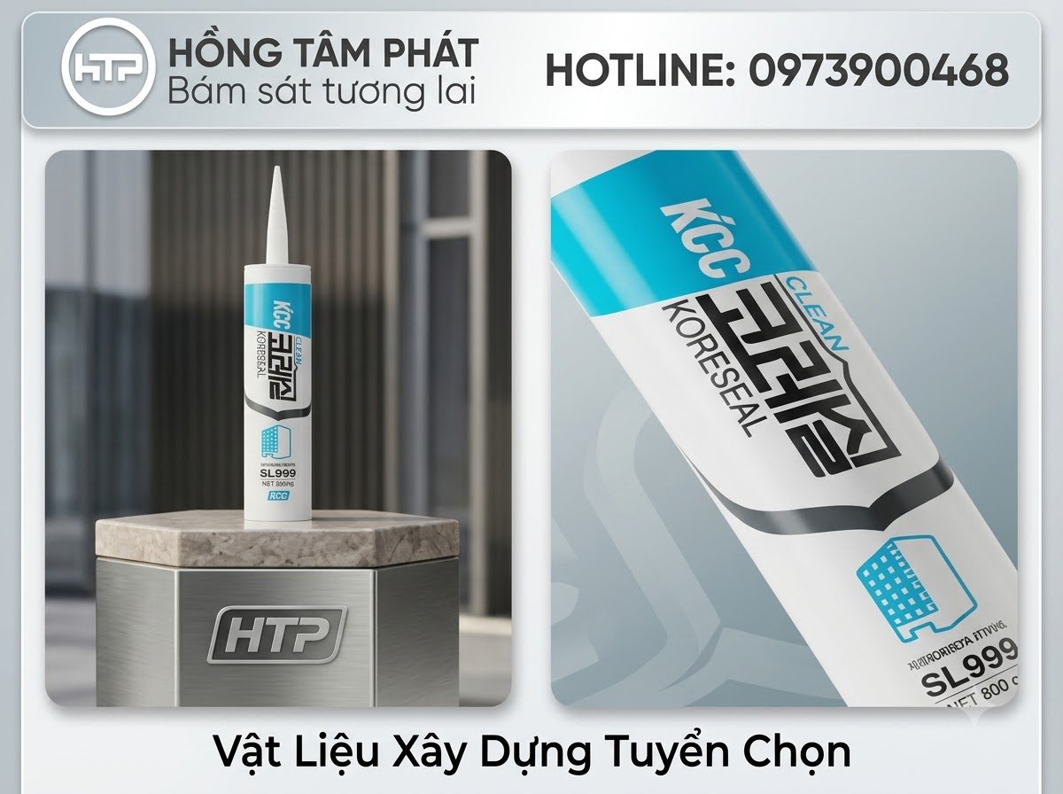 Dòng keo kết cấu Silicone KCC SL999 chuyên dụng dán kính mặt dựng chịu lực.