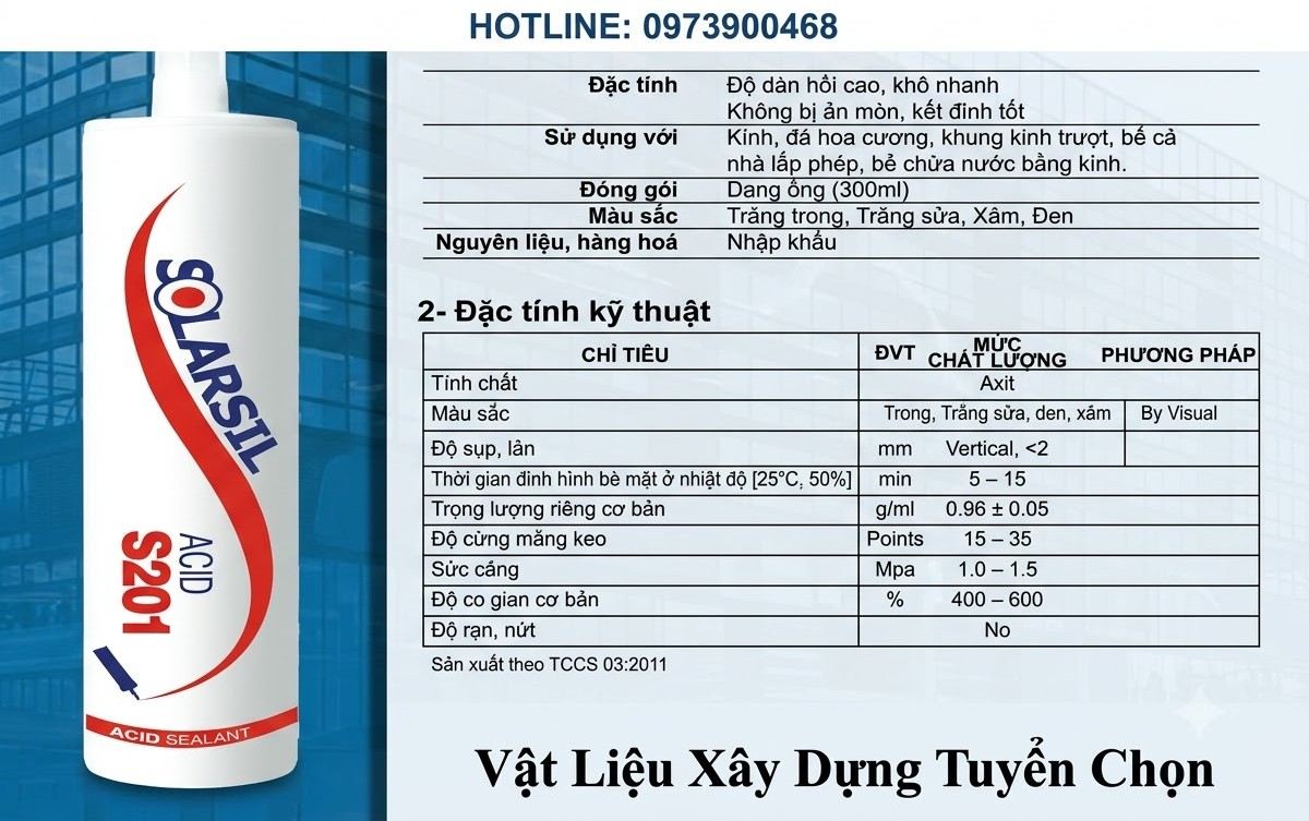 Bám dính hoàn hảo trên bề mặt nhôm kính với sản phẩm Silicone Solarsil S201.