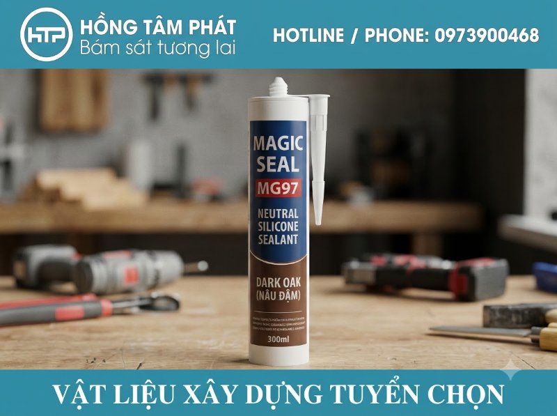 Keo silicone màu dark oak độ bám dính siêu bền, không bị bong tróc theo năm tháng.