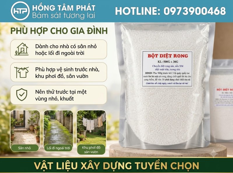 Mua ngay bột tẩy rong rêu để trả lại vẻ đẹp sạch sẽ cho không gian ngoại thất nhà.