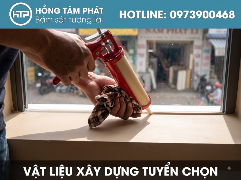 Keo silicone màu chống thấm nước hiệu quả cho kính cường lực ngoài trời.