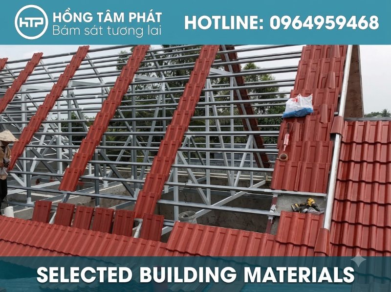 Chuyên thi công mái ngói khung kèo thép nhẹ chính hãng Zacs và VNSteel cao cấp.