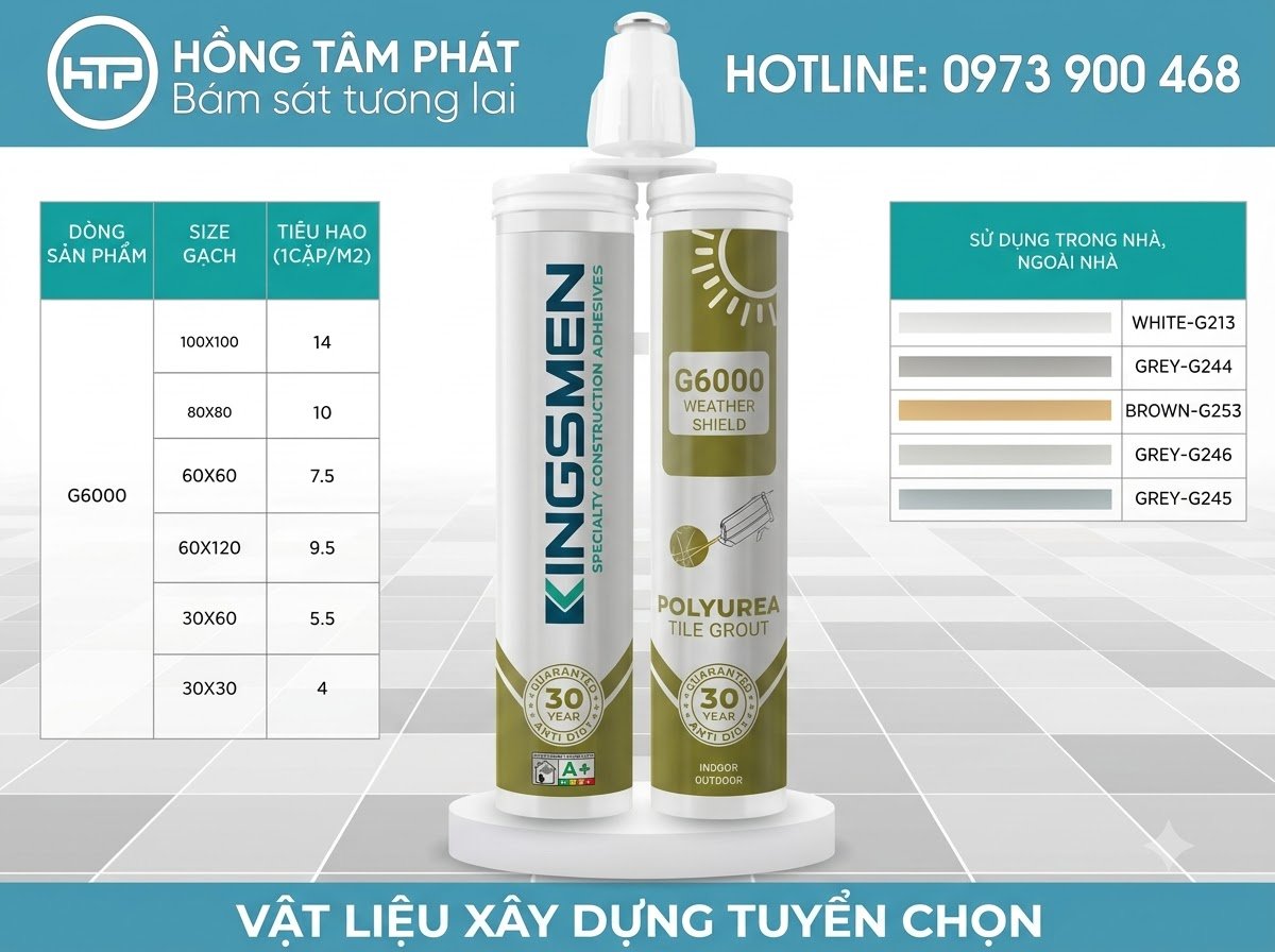 Ưu điểm nổi bật của keo chà ron Kingsmen G6000 là khả năng chịu lực uốn kéo cao.
