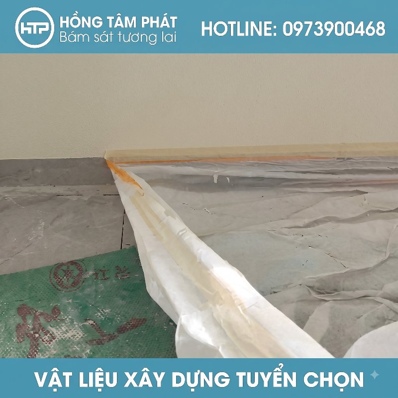 Cuộn Màng nilon che sơn có viền keo giấy bám dính chắc không để lại keo.