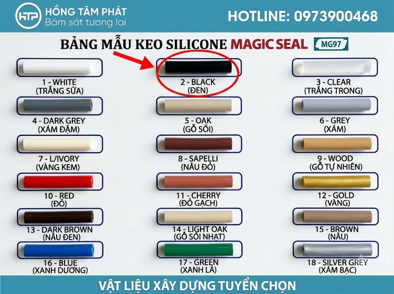 Thi công nhanh gọn, kết dính cực mạnh với keo silicone màu đen chính hãng.