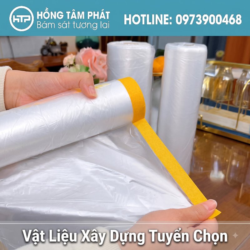 Kho HTP luôn sẵn số lượng lớn Màng nilon che bụi phục vụ công trình.