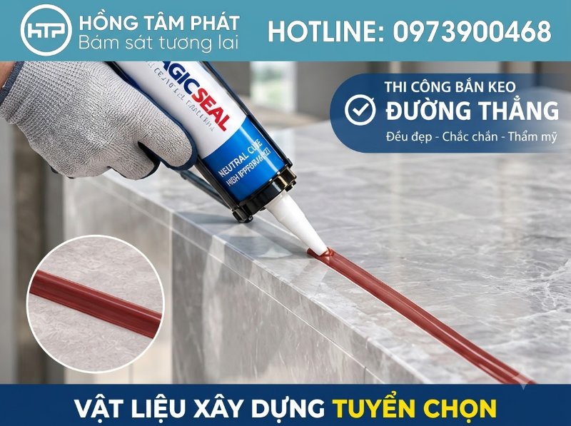 Keo silicone màu cherry độ bám dính siêu bền, không bị bong tróc theo năm tháng.