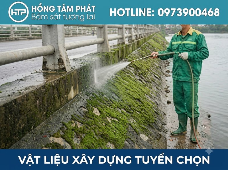 Sự xuất hiện của rong rêu trên tường nhà là dấu hiệu cho thấy bề mặt đang bị thấm.
