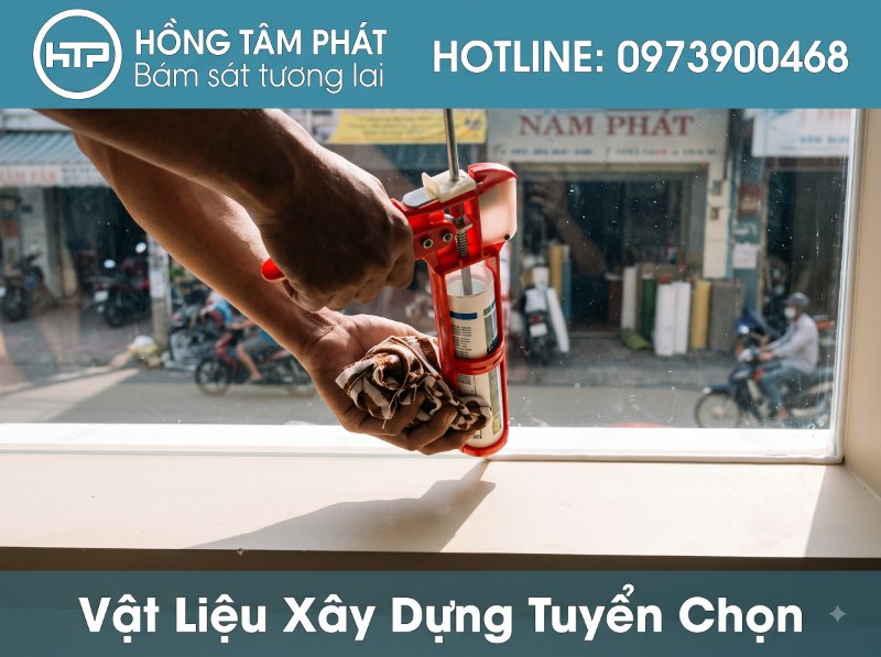Đường keo silicone màu light grey mịn màng, nâng cao tính thẩm mỹ cho công trình.