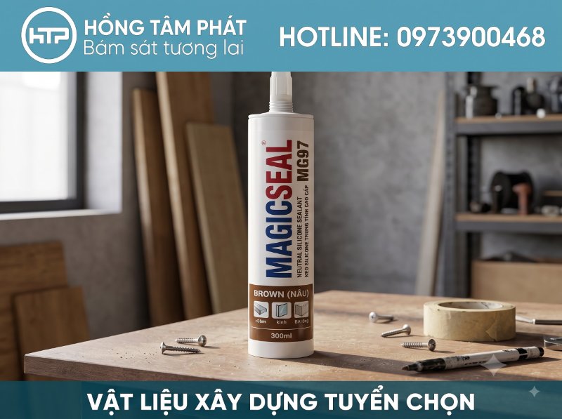 Lựa chọn silicone màu brown giúp che giấu khuyết điểm các mối nối đồ gỗ tối.