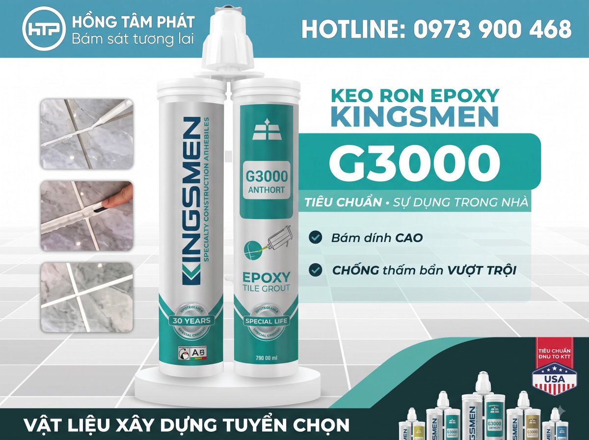 Dòng keo chà ron Epoxy Kingsmen G3000 chuyên dụng cho các công trình cao cấp.
